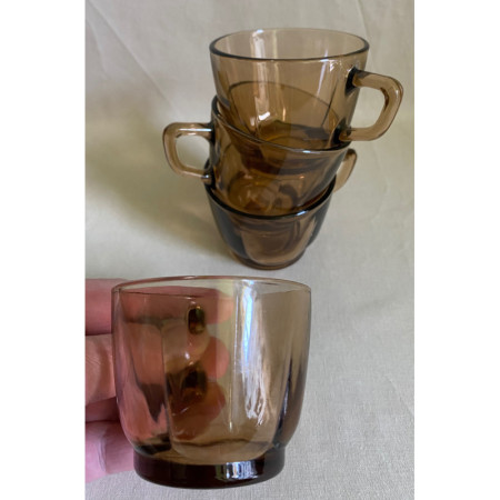 4 tasses à café "Duralex fumé" 1980