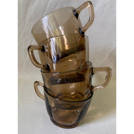 4 tasses à café "Duralex fumé" 1980